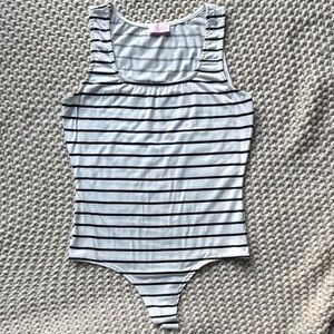Pink Lily body black & white striped bodysuit